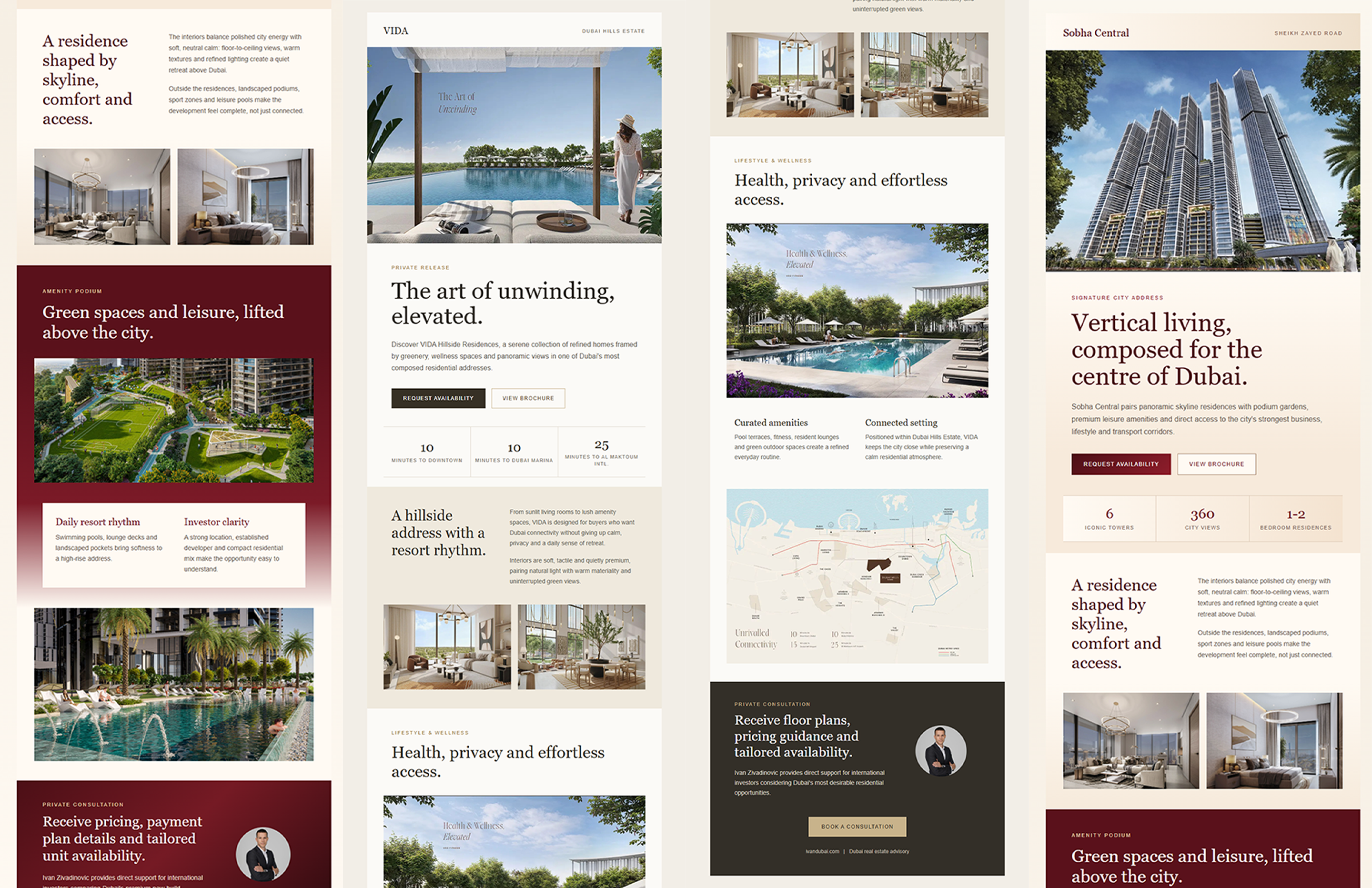 ivandubai.com website, landing page and e-mail marketing materials